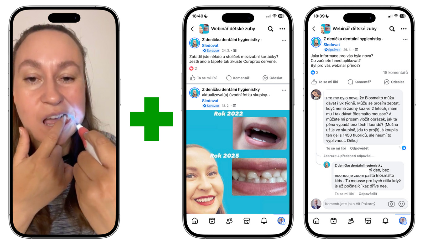 Ukázka z uzavřené online poradny ve Facebookové skupině